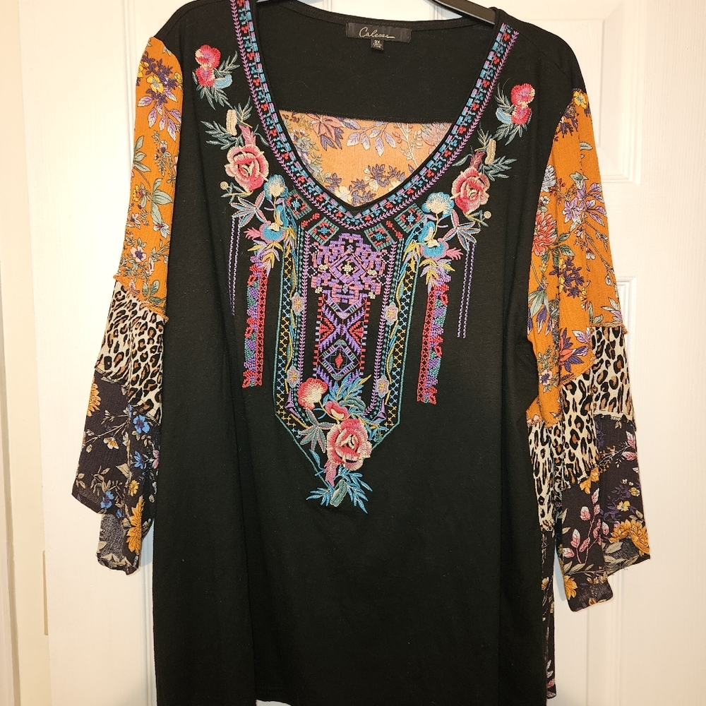 Colorful Embroidered Women's Blouse